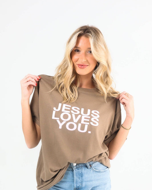 "Jesus Loves You" Earth Tone Tee