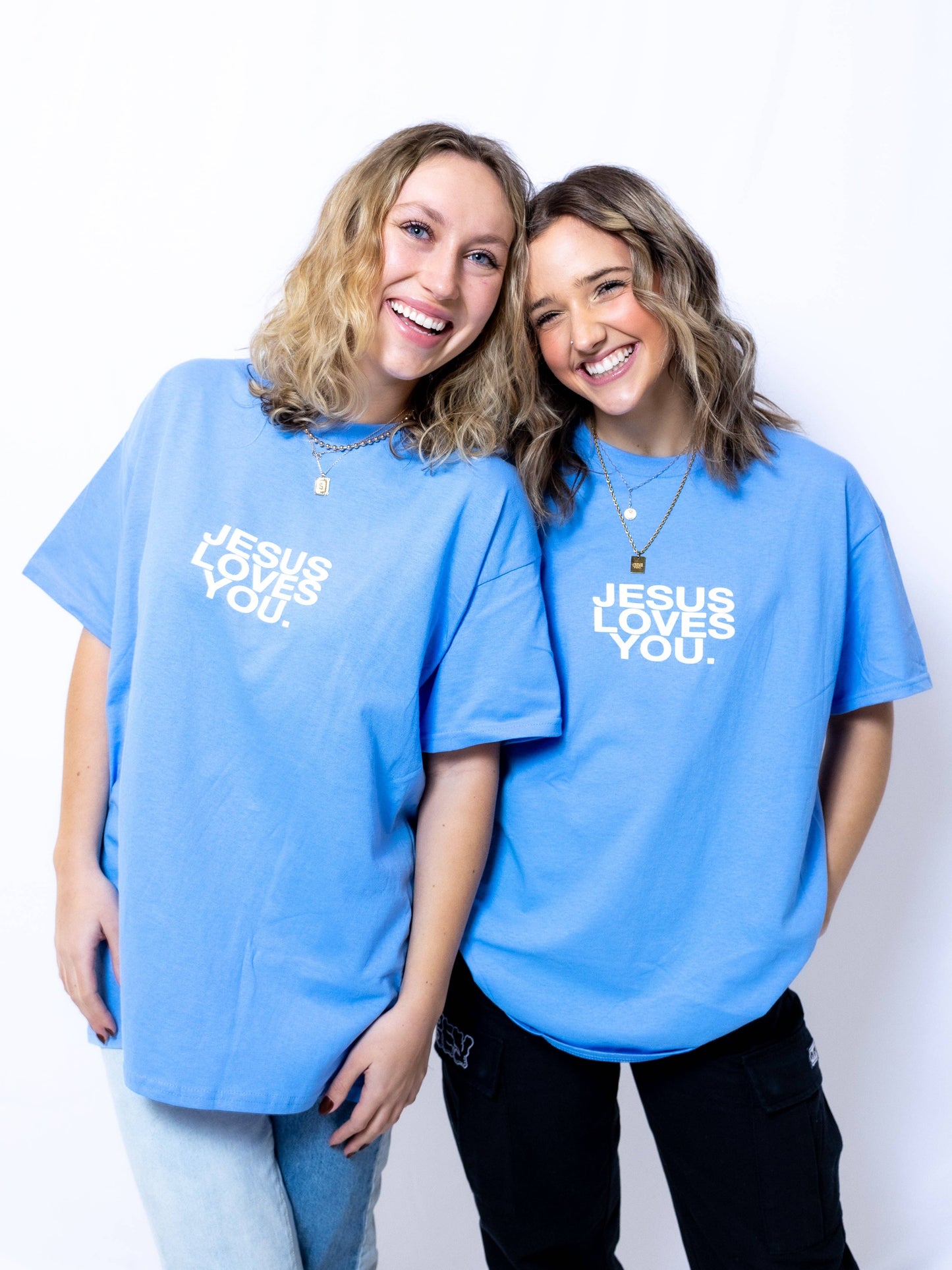 "Jesus Loves You" University Blue Logo Tee
