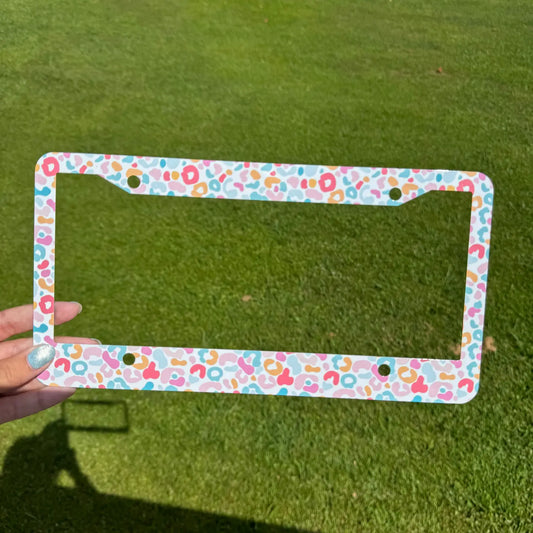 Colorful Leopard License Plate Frame