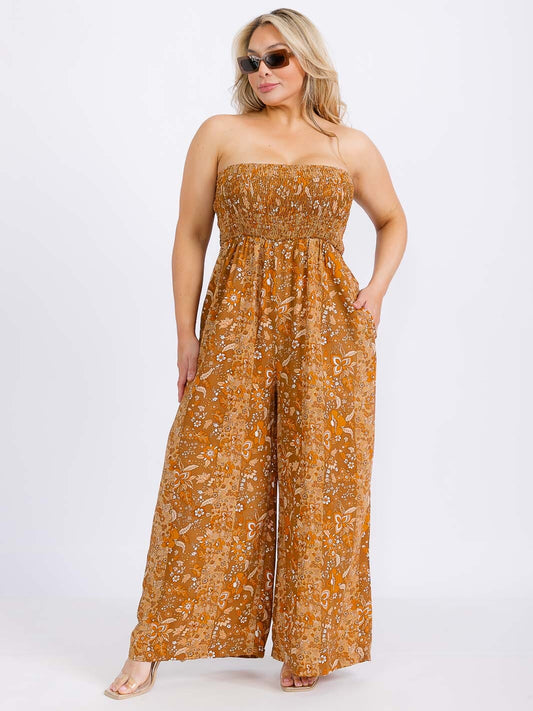 Wide Leg Floral Jumpsuit (Plus Size)
