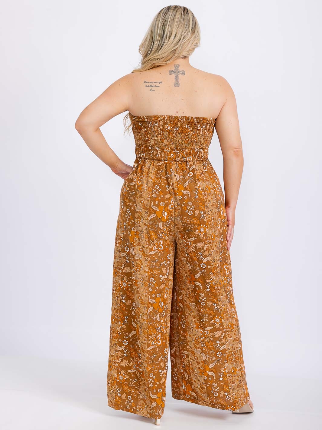 Wide Leg Floral Jumpsuit (Plus Size)