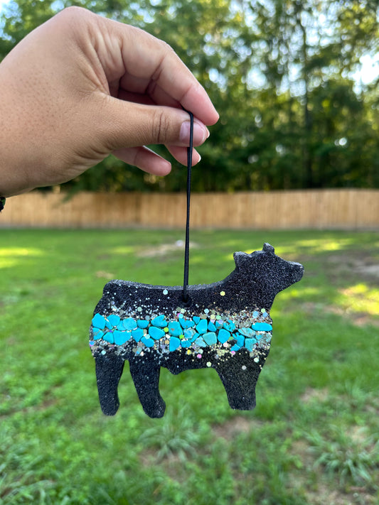 Turquoise Cow Car Freshie